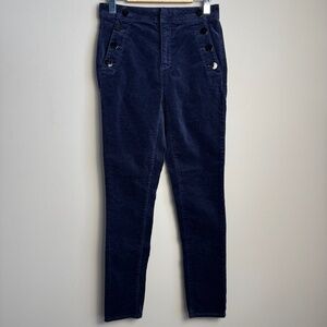 LOFT Women's Velvet Mariner Skinny‎ Pants Deep Space Blue Size 25 Stretch Ankle